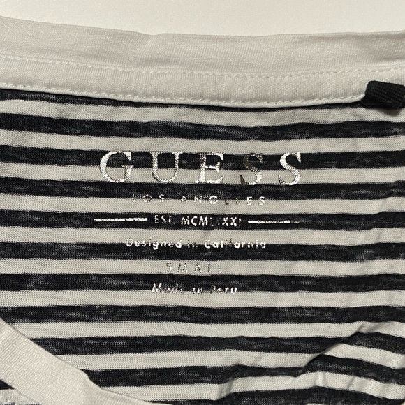 GUESS Black & White Striped T-Shirt - Picture 4 of 4